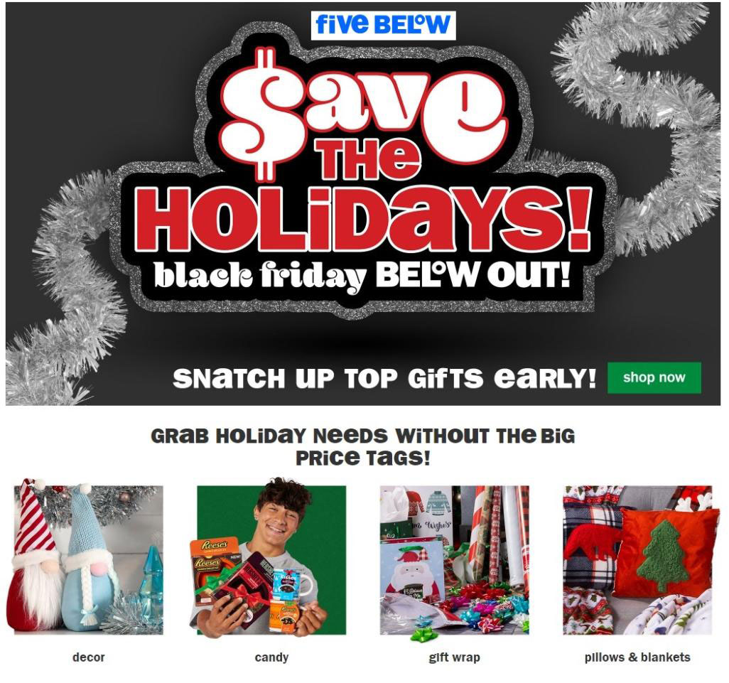 Five Below Black Friday 2022 Ad, Deals, and Sale Info - What Time Are Stores Opening On Black Friday 2022 Tn