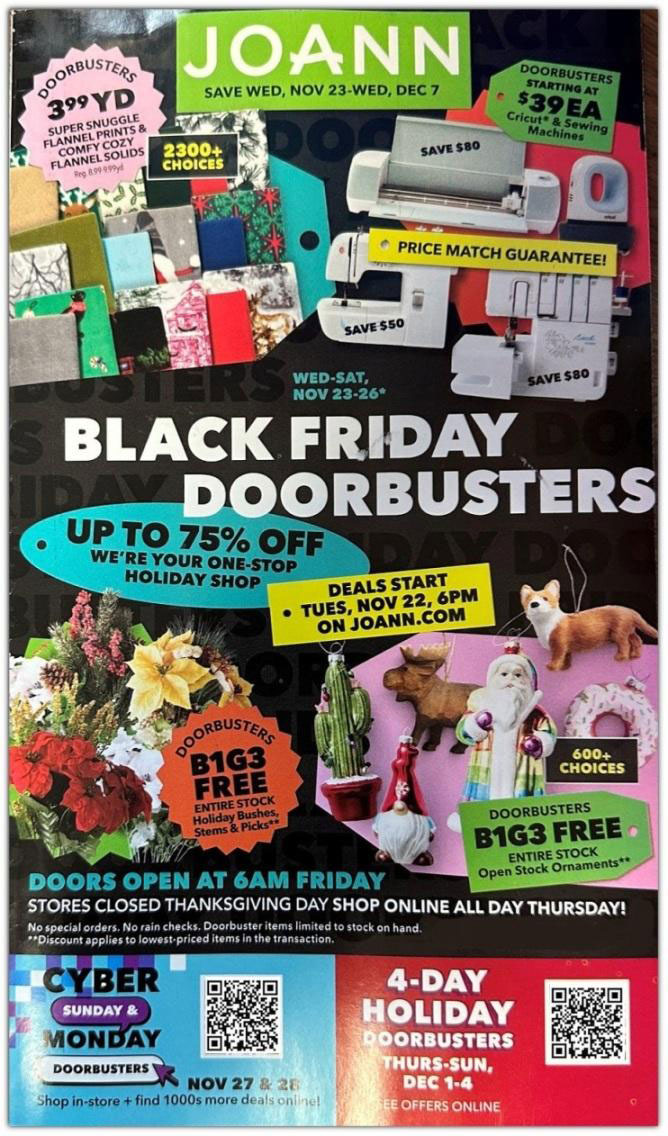 JoAnn Fabrics Black Friday Ad, Sale Info, and Deals for 2022 - What Time Can You Get To Meijers Black Friday Hours